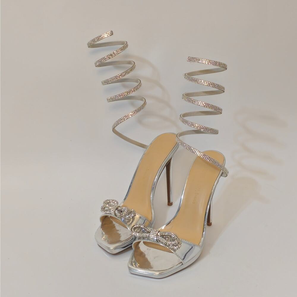 Wild Diva Lounge  LUNNA-09 Women's Slinky High Heel Sandals  Silver Sz.7/Prom